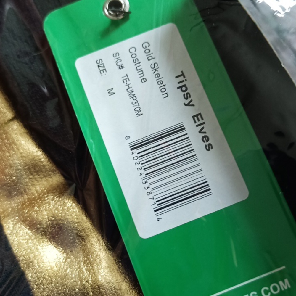 NWT "Tipsy Elves" Gold Metallic Skeleton Hooded Zip Bodysuit Onesie HALLOWEEN - Picture 9 of 14